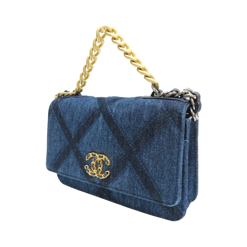藍色 菱格紋丹寧布 19 WOC 兩用包【CHANEL 香奈兒】 AP0957-2