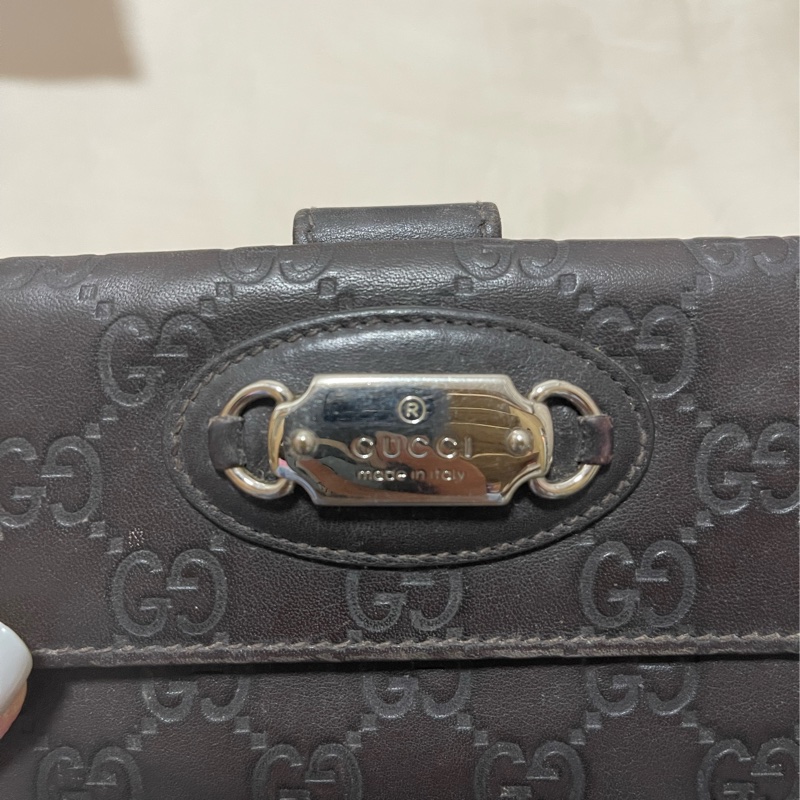 GUCCI 黑色 GG 壓紋長夾（真皮、翻蓋扣式、銀色金屬牌）-15