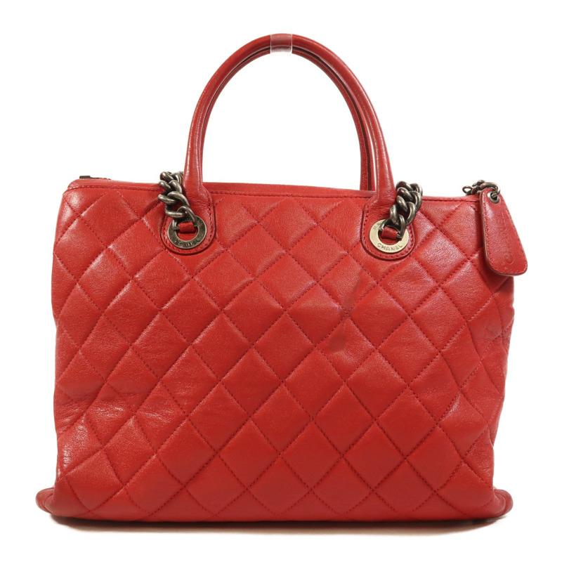 CHANEL 牛皮皮革2 Way Shoulder銀扣鏈帶手挽肩背兩用袋-1