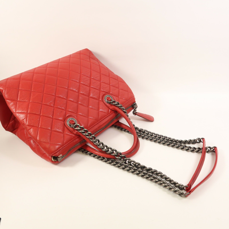 CHANEL 牛皮皮革2 Way Shoulder銀扣鏈帶手挽肩背兩用袋-9