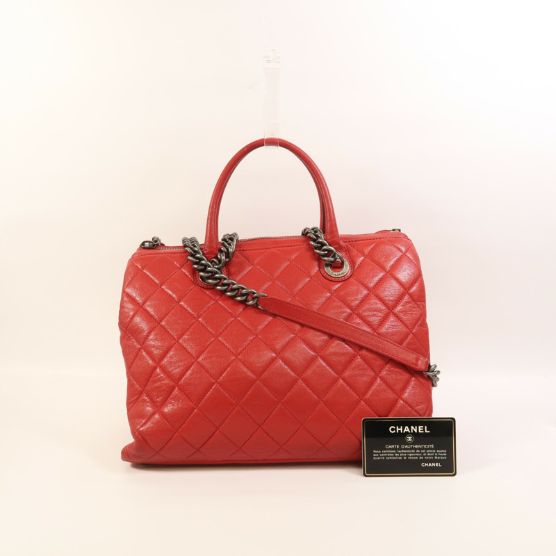 CHANEL 牛皮皮革2 Way Shoulder銀扣鏈帶手挽肩背兩用袋-10