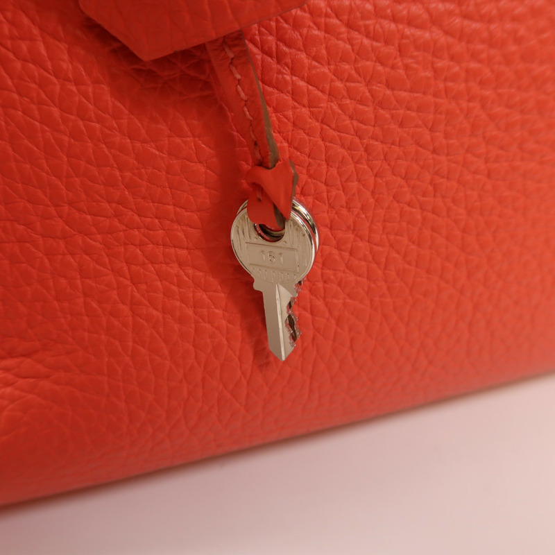 HERMES Clemence皮革Bolide 31銀扣手挽肩背兩用袋Rose Jaipur-13