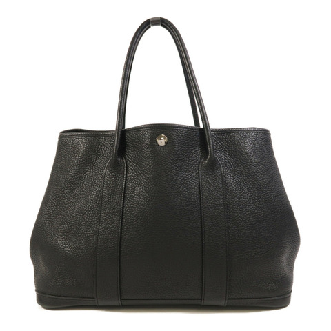 HERMES Negonda皮革Garden Party PM銀扣手挽袋Noir