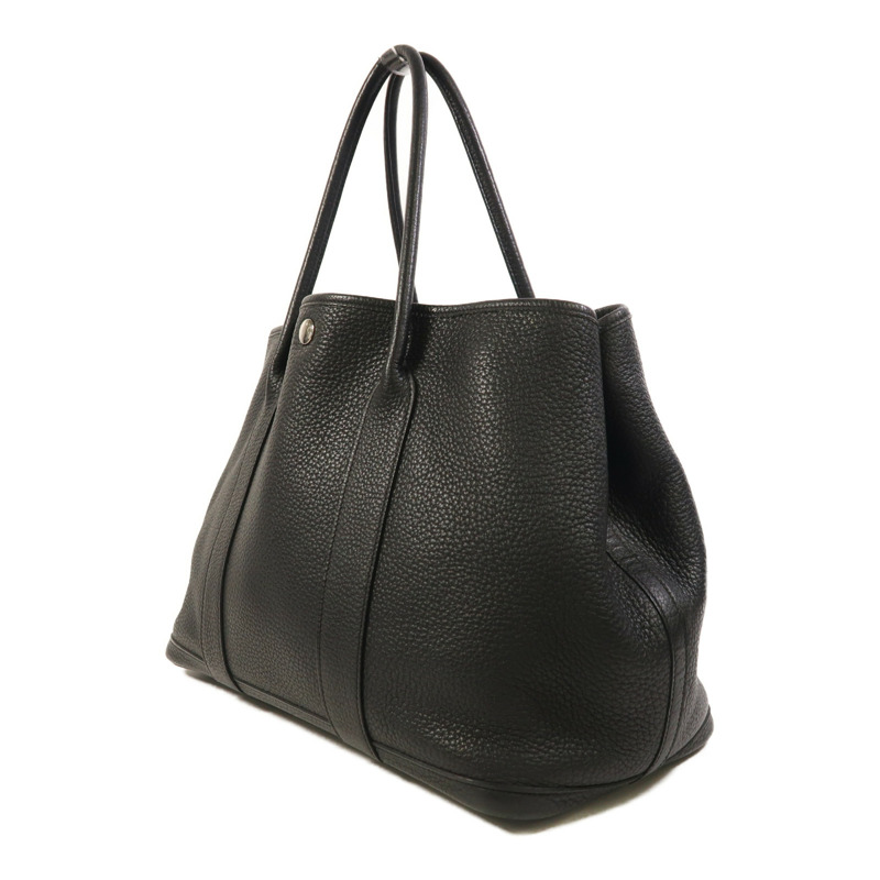 HERMES Negonda皮革Garden Party PM銀扣手挽袋Noir-2