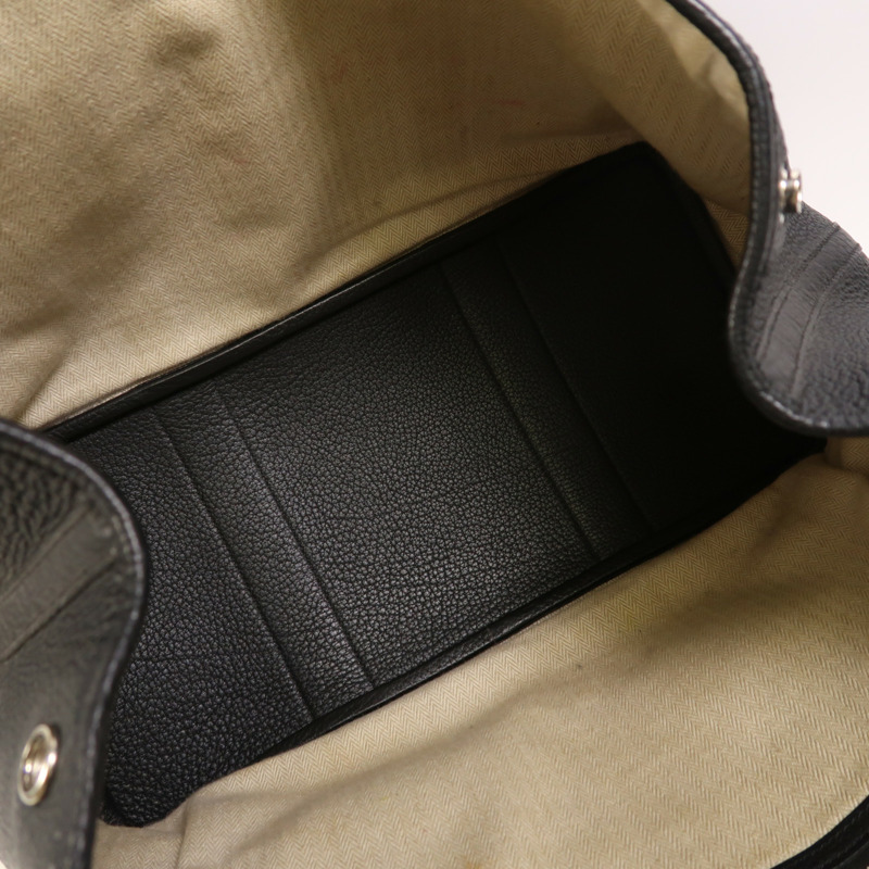 HERMES Negonda皮革Garden Party PM銀扣手挽袋Noir-4