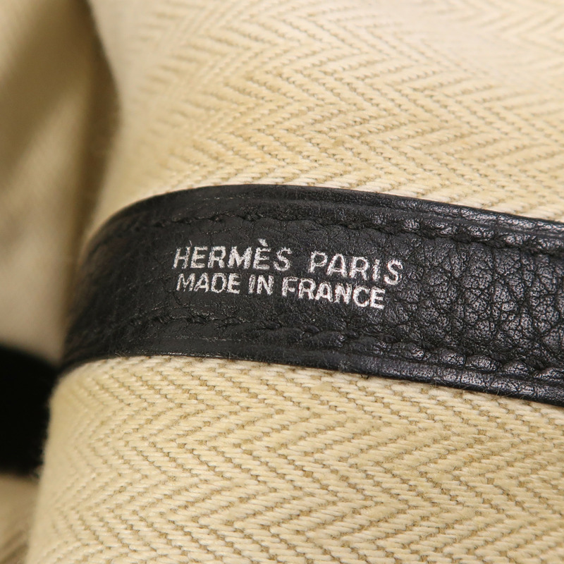 HERMES Negonda皮革Garden Party PM銀扣手挽袋Noir-6