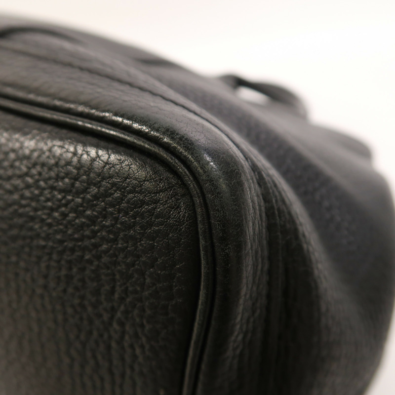 HERMES Negonda皮革Garden Party PM銀扣手挽袋Noir-11