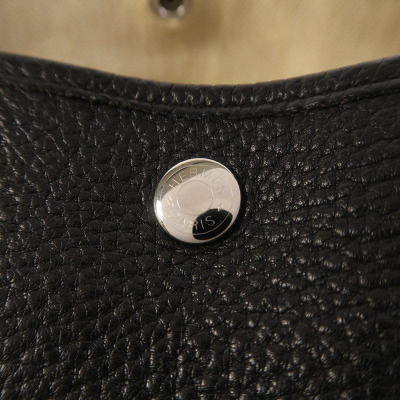 HERMES Negonda皮革Garden Party PM銀扣手挽袋Noir-13