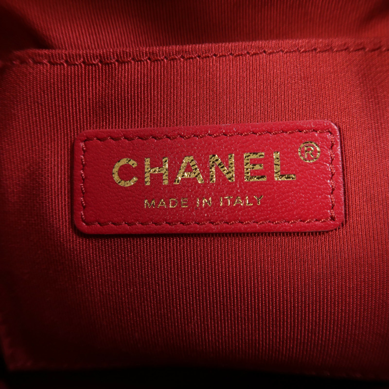 CHANEL 牛皮皮革Chain Shoulder金扣鏈帶肩背袋-5