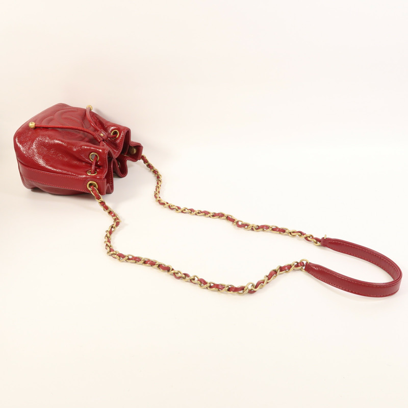 CHANEL 牛皮皮革Chain Shoulder金扣鏈帶肩背袋-8