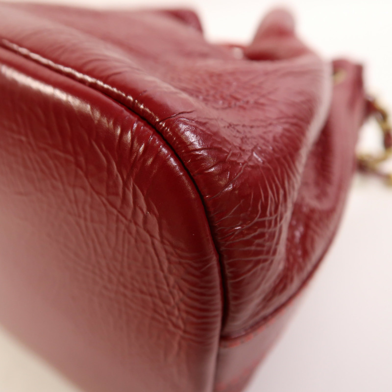 CHANEL 牛皮皮革Chain Shoulder金扣鏈帶肩背袋-12