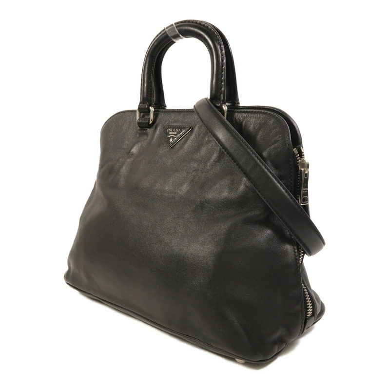 PRADA 牛皮皮革2Way Shoulder銀扣手挽肩背兩用袋-2