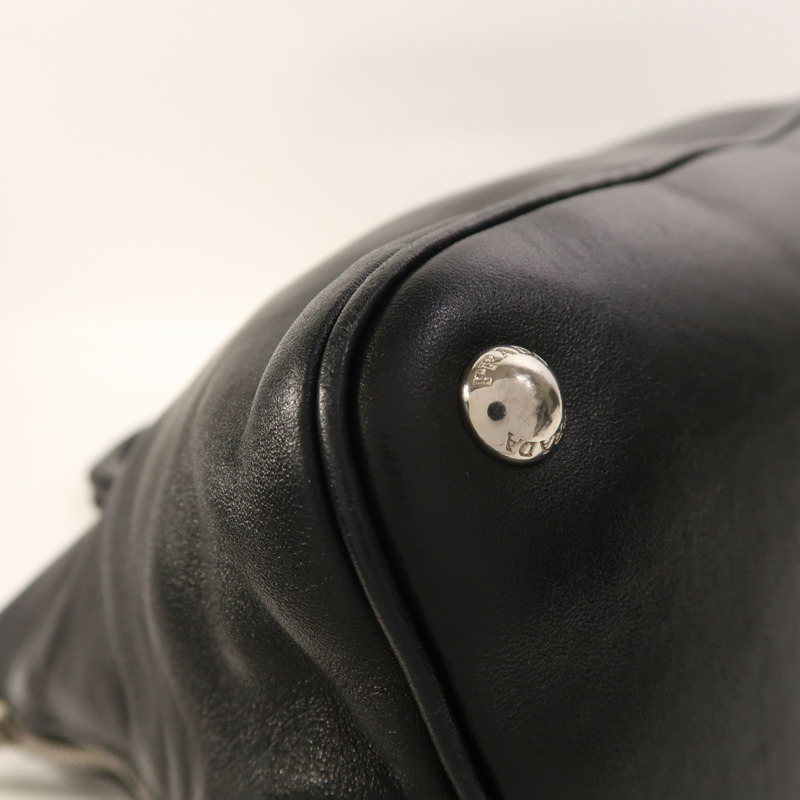 PRADA 牛皮皮革2Way Shoulder銀扣手挽肩背兩用袋-11