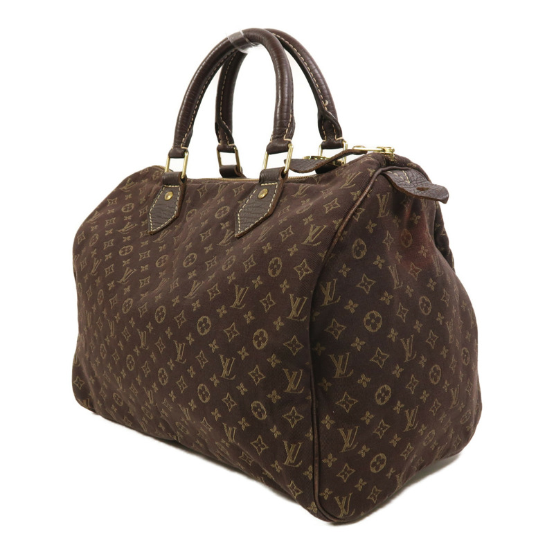 LOUIS VUITTON Monogram Mini Lin Speedy 30金扣手挽袋-2