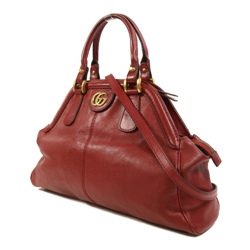GUCCI 牛皮皮革Liber金扣手挽肩背兩用袋-2