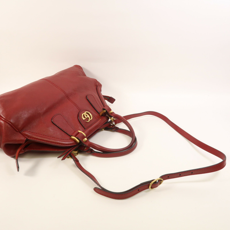 GUCCI 牛皮皮革Liber金扣手挽肩背兩用袋-7