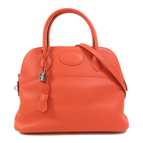 HERMES Clemence皮革Bolide 31銀扣手挽肩背兩用袋Rose Jaipur
