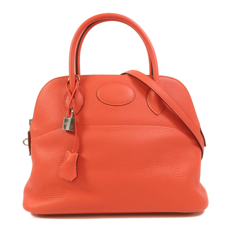 HERMES Clemence皮革Bolide 31銀扣手挽肩背兩用袋Rose Jaipur-0