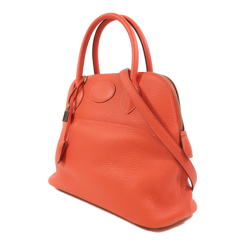 HERMES Clemence皮革Bolide 31銀扣手挽肩背兩用袋Rose Jaipur-2