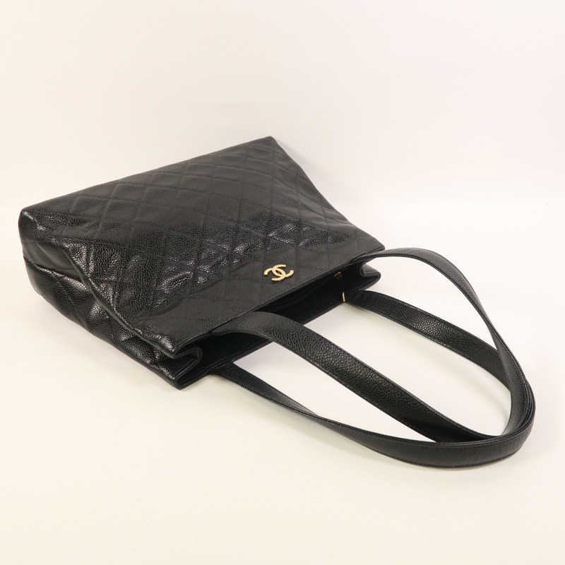 CHANEL 牛皮皮革Vintage Tote Bag金扣肩背袋-9