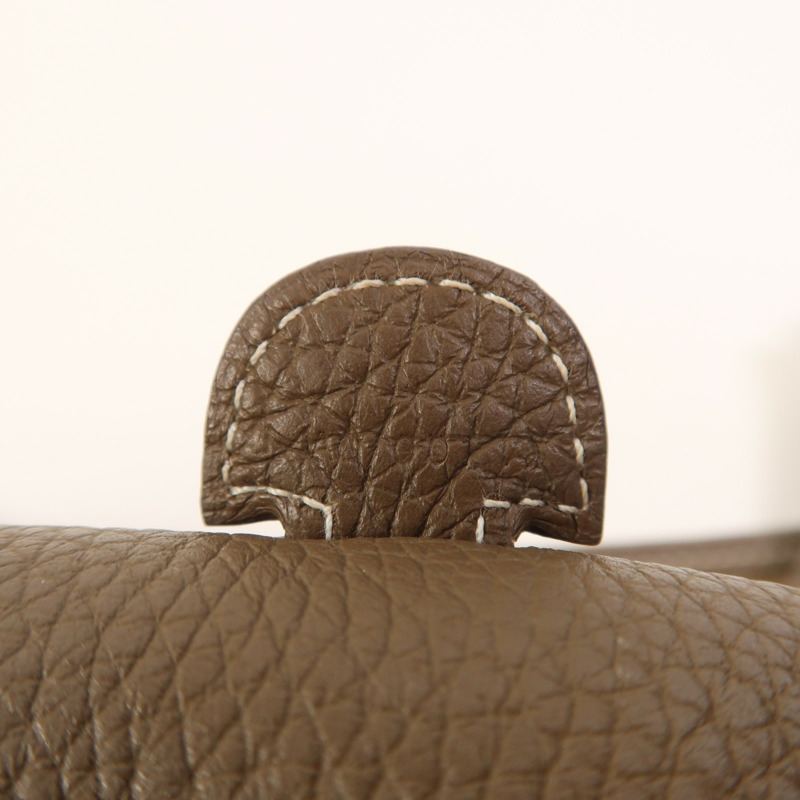 HERMES Clemence皮革Evelyne PM銀扣肩背袋Etoupe-7