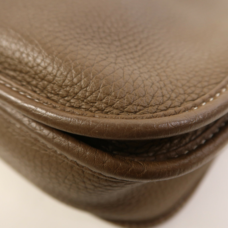 HERMES Clemence皮革Evelyne PM銀扣肩背袋Etoupe-12