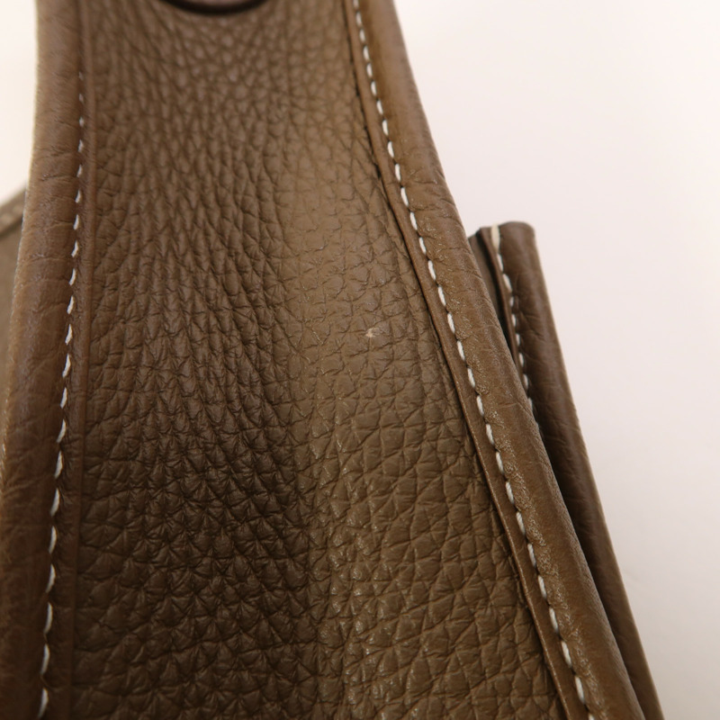 HERMES Clemence皮革Evelyne PM銀扣肩背袋Etoupe-20