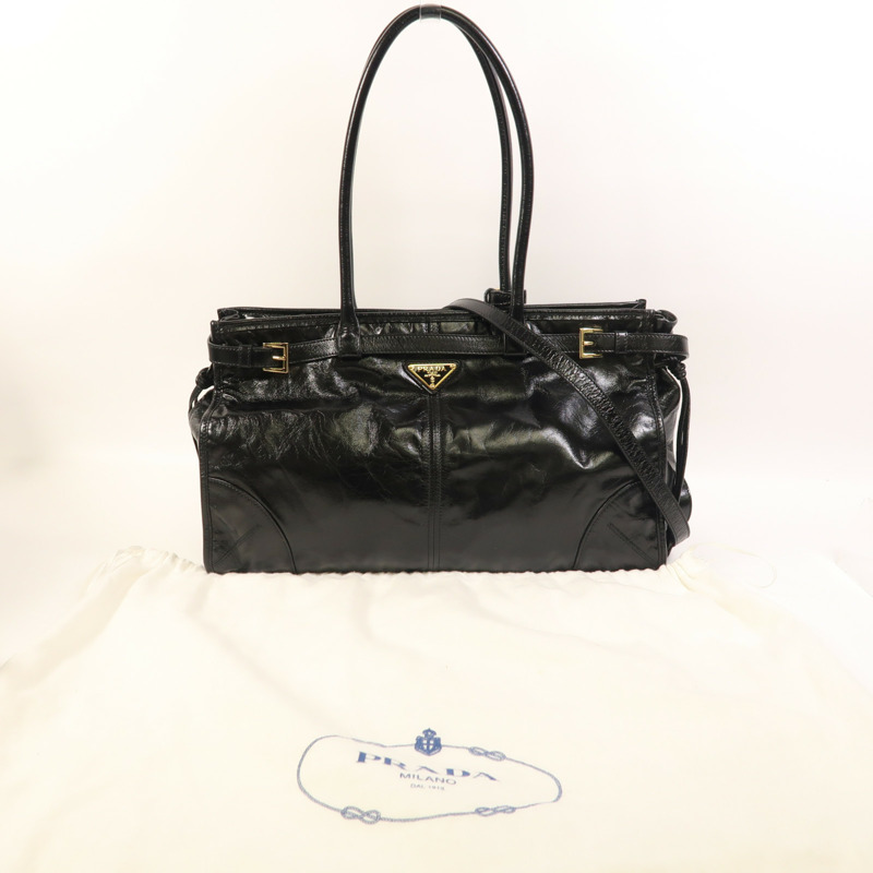 PRADA 牛皮皮革Bonnie Large金扣手挽肩背兩用袋-9