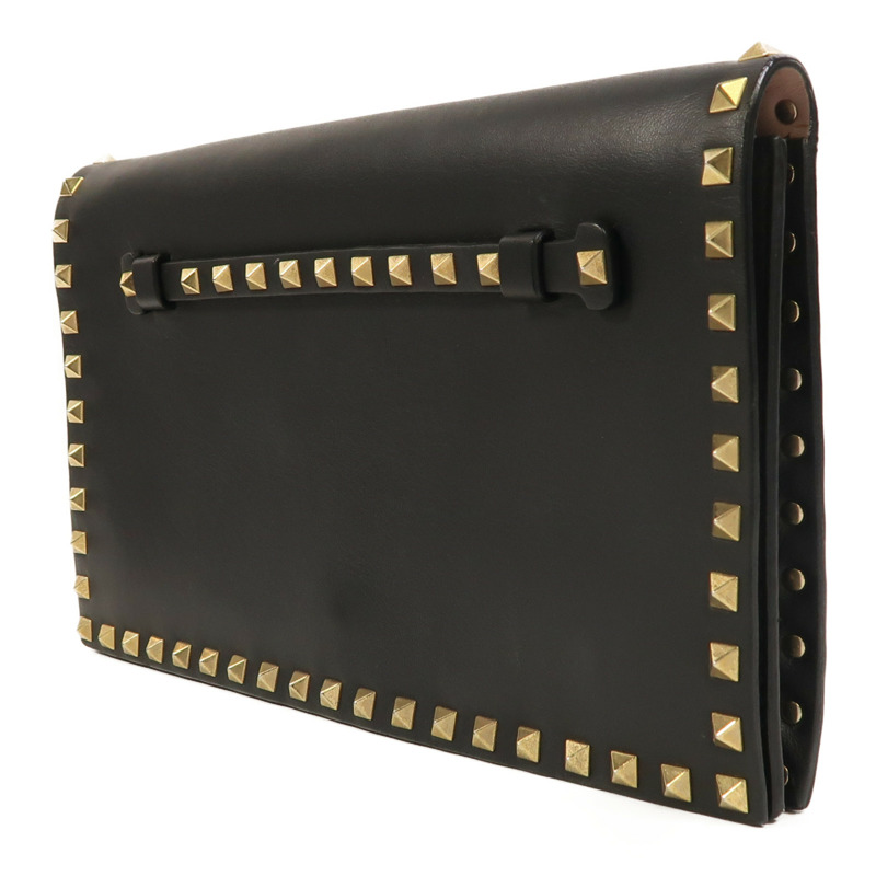 Valentino 牛皮皮革Garavani Rockstud Clutch金扣手拿包-2
