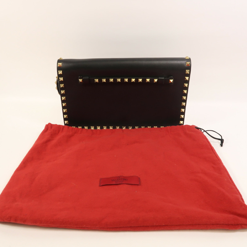 Valentino 牛皮皮革Garavani Rockstud Clutch金扣手拿包-9