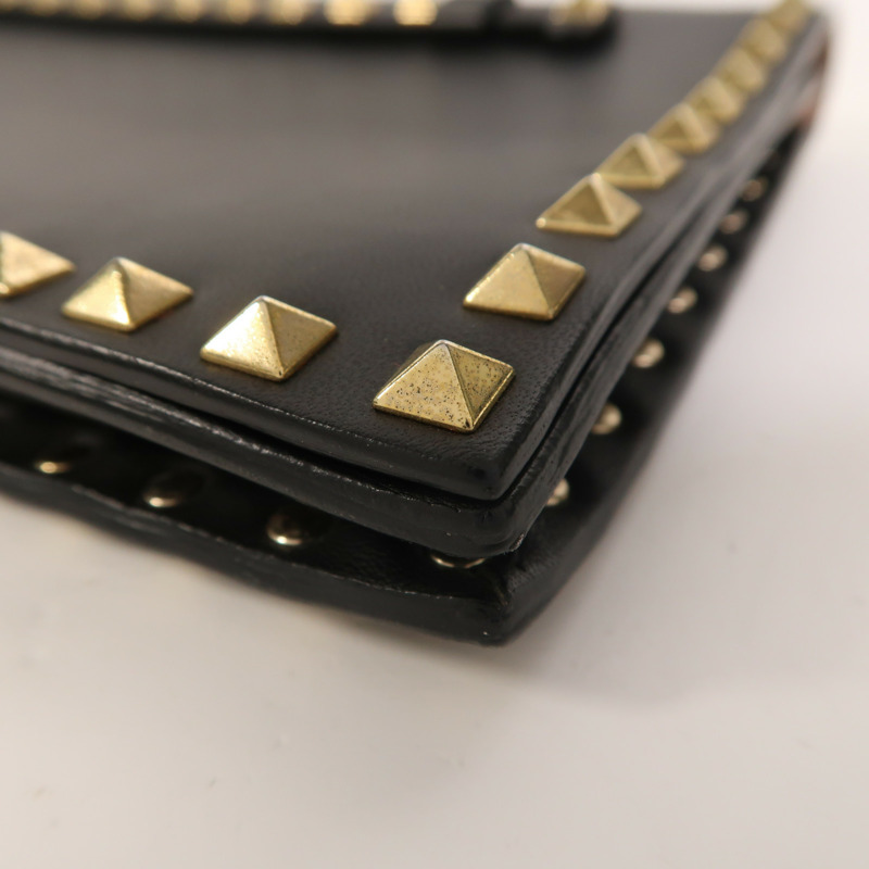 Valentino 牛皮皮革Garavani Rockstud Clutch金扣手拿包-10