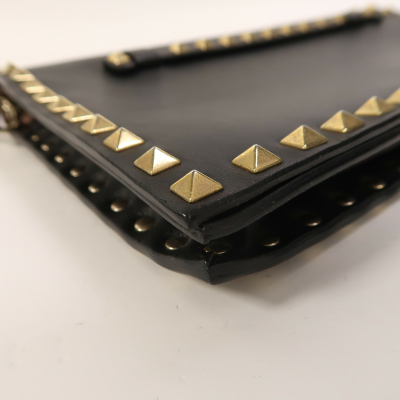 Valentino 牛皮皮革Garavani Rockstud Clutch金扣手拿包-11