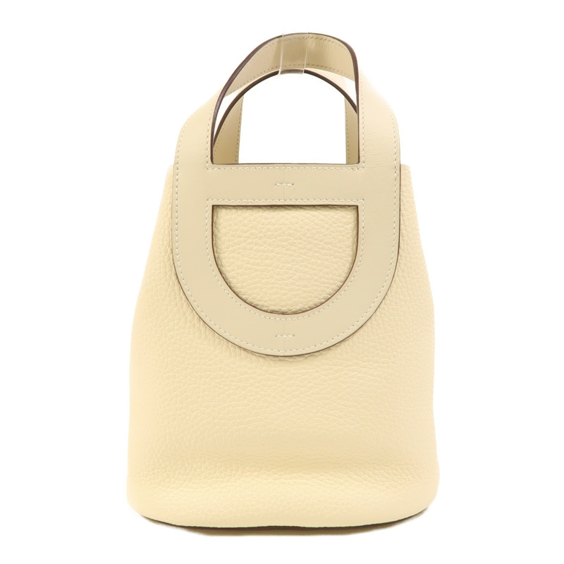 HERMES Clemence皮革In The Loop 18銀扣手挽袋Nata-0