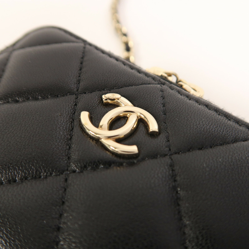 CHANEL 羊皮皮革Chain Shoulder Bag金扣鏈帶肩背袋-9