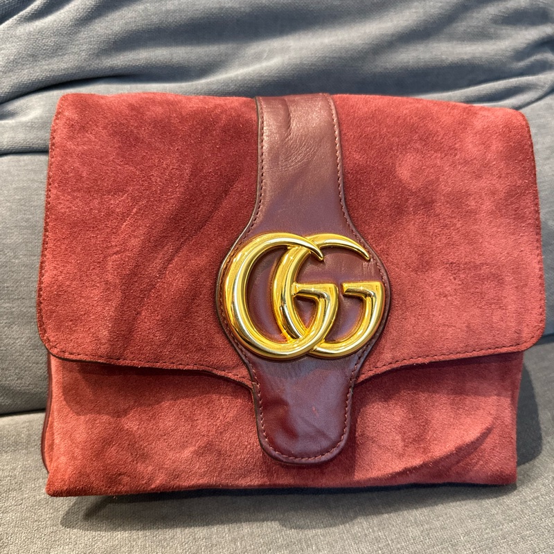 Gucci麂皮雙G斜挎包-8