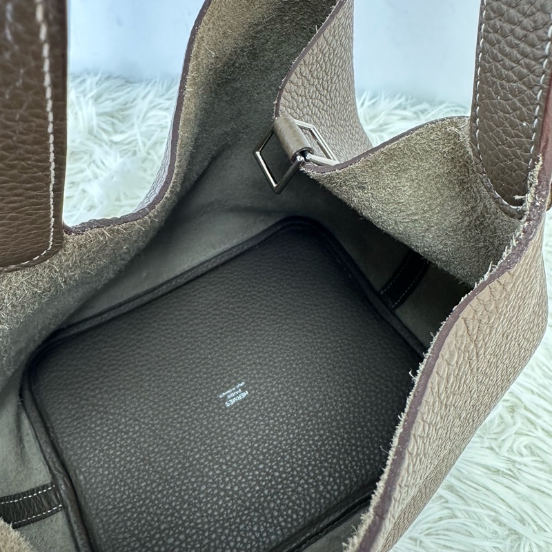 HERMES PICOTIN 22 大象灰銀扣菜籃子 U Stamp-6