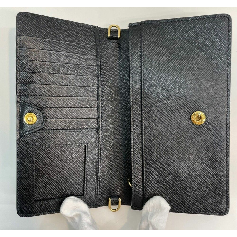 【包稅】PRADA Saffiano皮革金色鏈條皮夾斜挎包 1DH006-4
