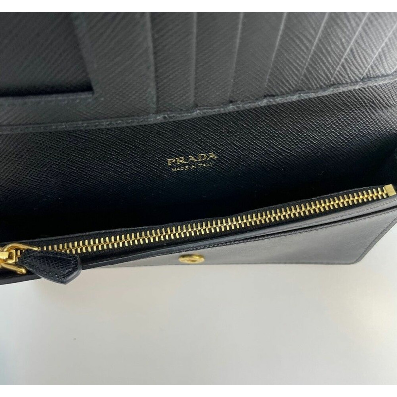 【包稅】PRADA Saffiano皮革金色鏈條皮夾斜挎包 1DH006-10