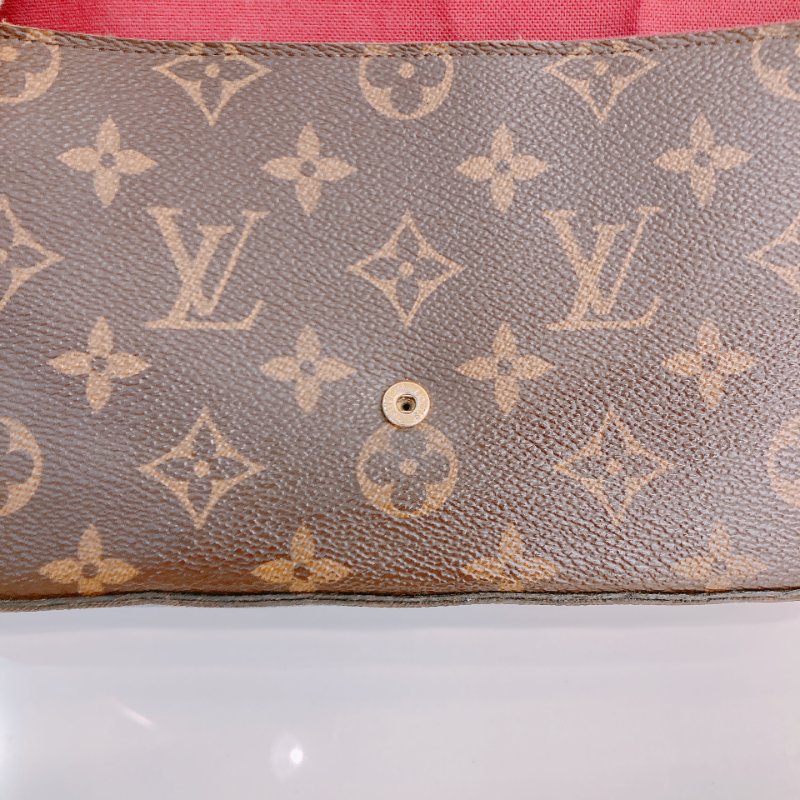MS0499 Louis Vuitton 路易威登 鏈條錢包 帆布 老花 紅色 金扣 Pochette Felicie 2 In 1 Monogram With Red x GHW-12