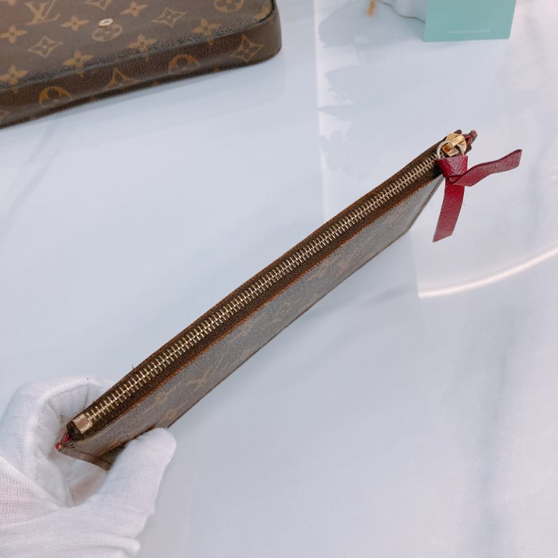 MS0499 Louis Vuitton 路易威登 鏈條錢包 帆布 老花 紅色 金扣 Pochette Felicie 2 In 1 Monogram With Red x GHW-16