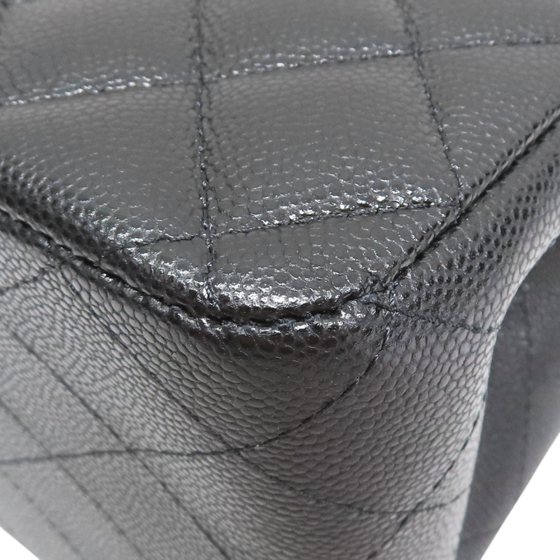 黑色 菱格紋 荔枝紋 牛皮 鏈帶肩背包 (金釦)【CHANEL 香奈兒】 AS3176-8