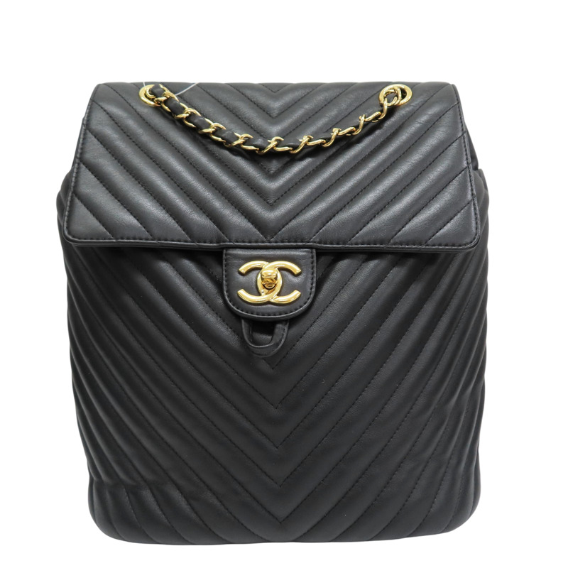 黑色 牛皮 Urban Spirit 後背包 金釦【CHANEL 香奈兒】 A91121-0