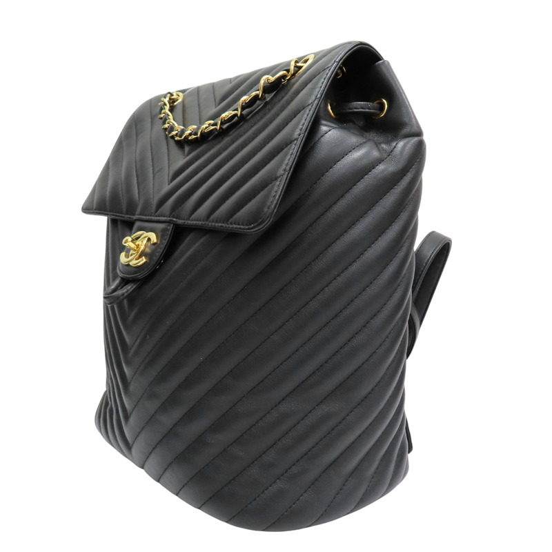 黑色 牛皮 Urban Spirit 後背包 金釦【CHANEL 香奈兒】 A91121-1