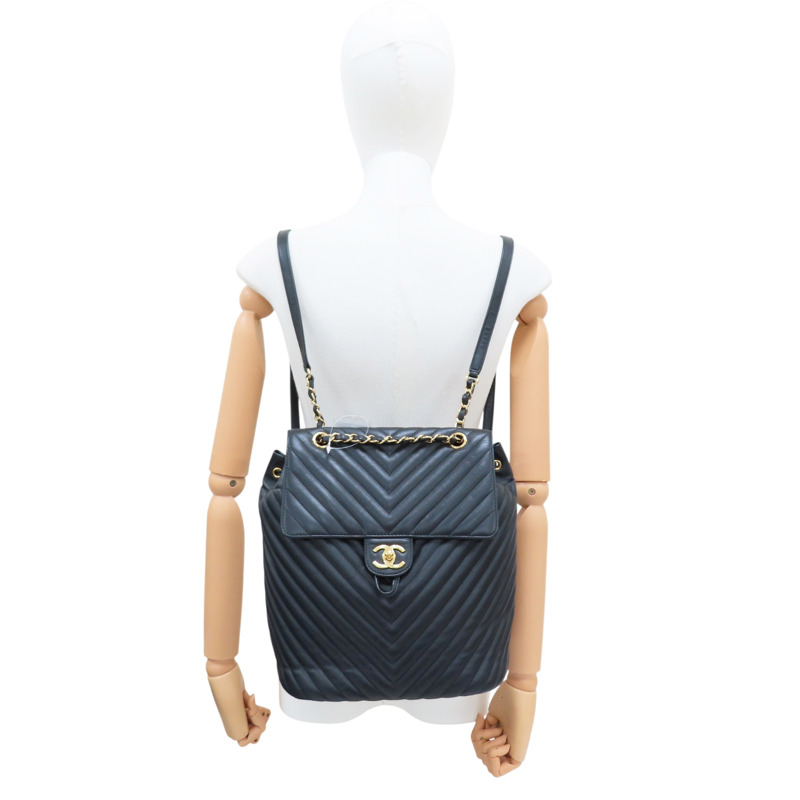 黑色 牛皮 Urban Spirit 後背包 金釦【CHANEL 香奈兒】 A91121-9