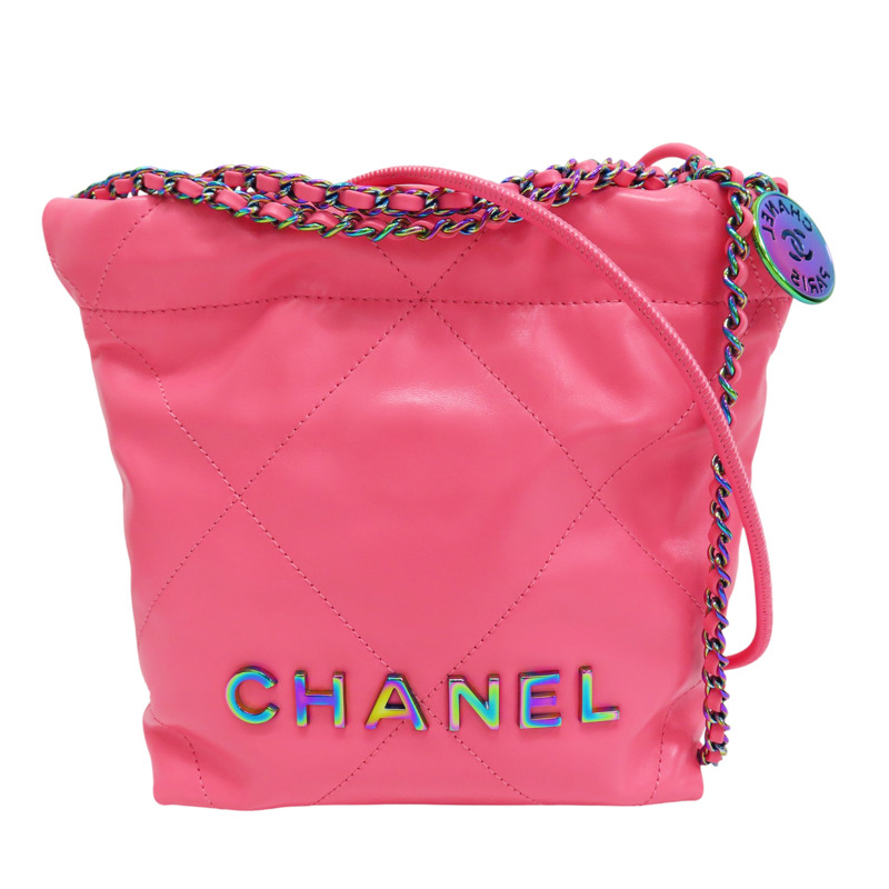 粉色 牛皮 22 mini 鏈帶肩背包【CHANEL 香奈兒】 AS3980-0