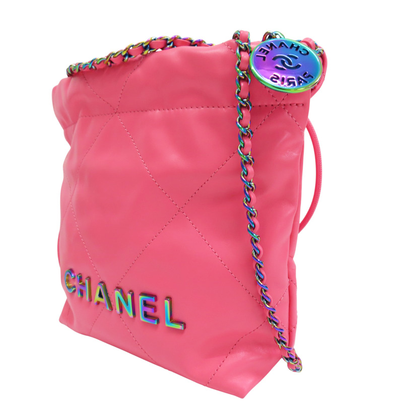 粉色 牛皮 22 mini 鏈帶肩背包【CHANEL 香奈兒】 AS3980-2