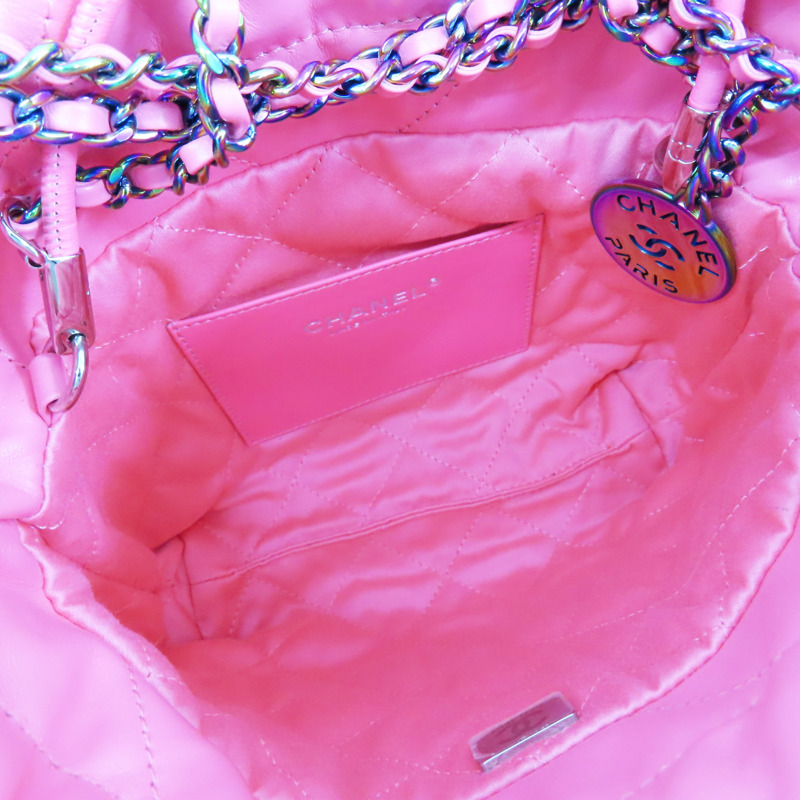 粉色 牛皮 22 mini 鏈帶肩背包【CHANEL 香奈兒】 AS3980-4