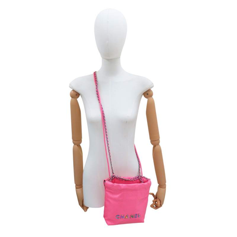 粉色 牛皮 22 mini 鏈帶肩背包【CHANEL 香奈兒】 AS3980-7
