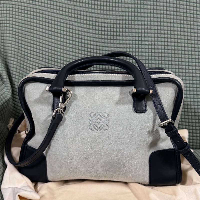 Loewe Amazona 小號 麂皮 拼色 加固邊角 手提包-5