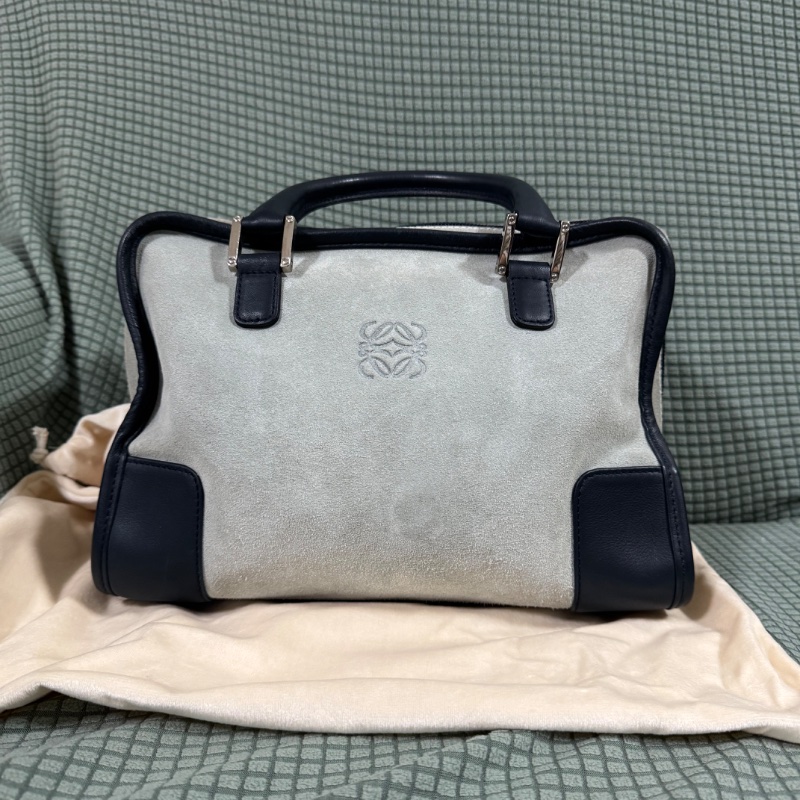 Loewe Amazona 小號 麂皮 拼色 加固邊角 手提包-6